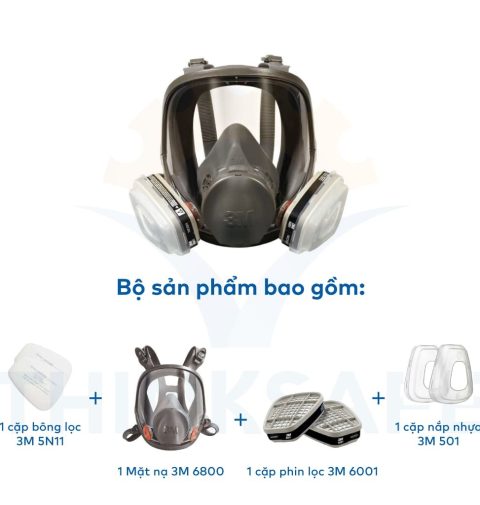 Mặt nạ 3M 6800 + Phin 6001 chống virus, vi khuẩn, bụi