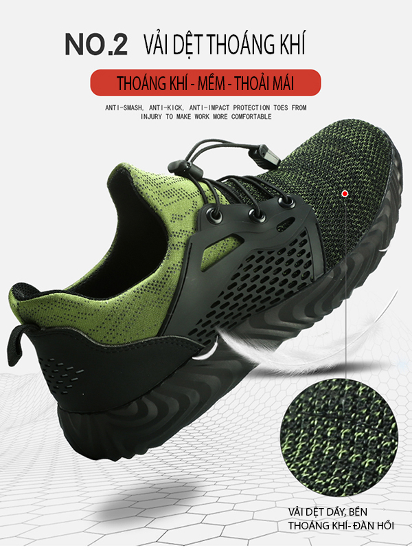 Giày bảo hộ lao động dáng thể thao 7177 Xanh - Ảnh 9