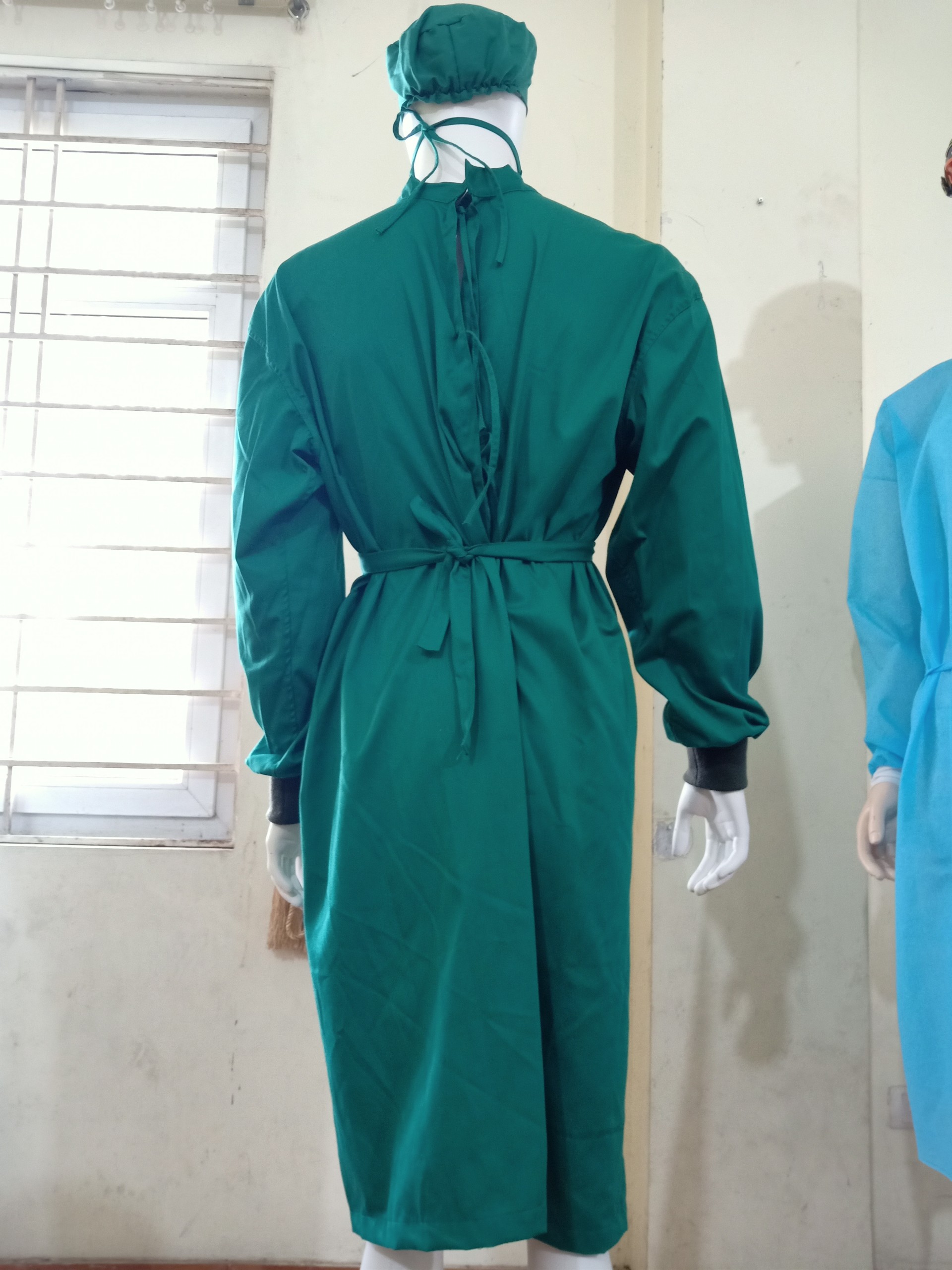 Áo choàng phẫu thuật vải kaki màu xanh - Ảnh 2