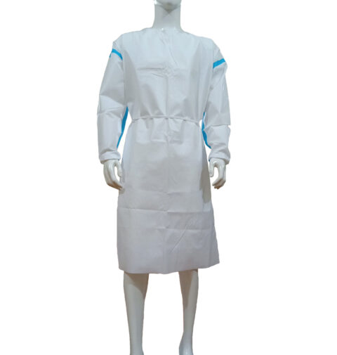 Áo choàng vải không dệt trắng seam xanh