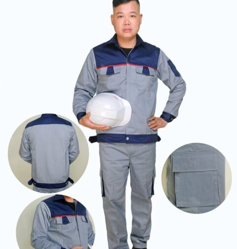 Quần áo lao động khóa vải kaki liên doanh Hàn Quốc