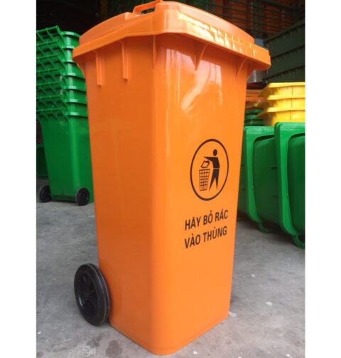 Thùng rác nhựa 120L màu cam