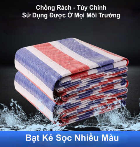 Bạt kẻ xây dựng, bạt dứa, bạt sọc đỏ xanh trắng bán theo mét dài