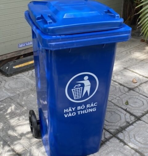 Thùng rác nhựa 120L màu xanh dương