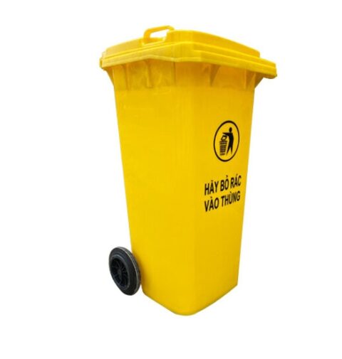 Thùng rác nhựa 120L màu vàng