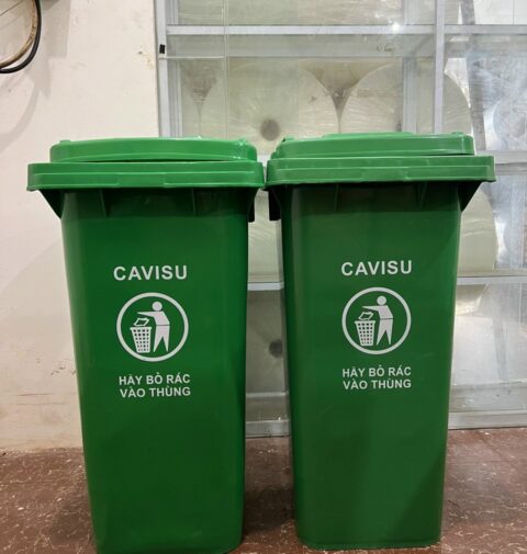 Thùng rác nhựa CAVISU 120L Màu Xanh