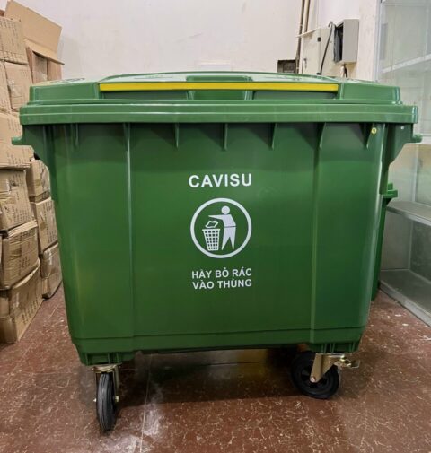 Thùng rác nhựa CAVISU 660L Màu Xanh