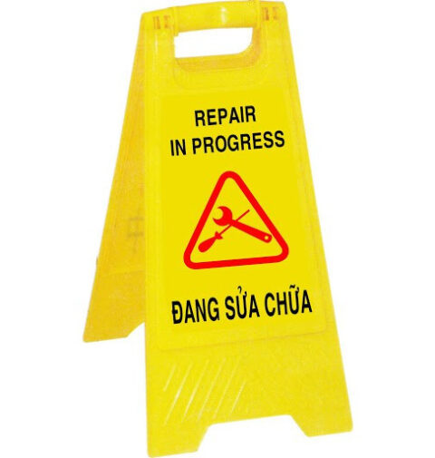 Biển bảng cảnh báo chữ A Đang sửa chữa