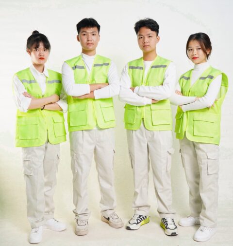 Áo gile phản quang túi hộp xanh cốm
