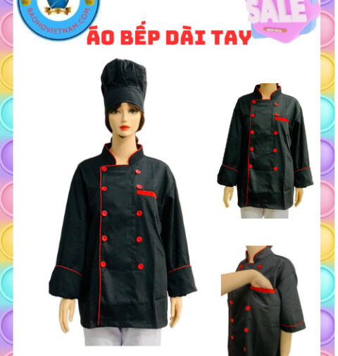 Áo bếp dài tay màu đen