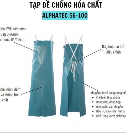 Tạp dề chống hóa chất Alphatech 56-100 hàng đạt tiêu chuẩn EN ISO