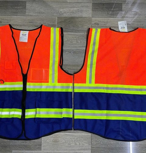 Áo lưới phản quang vàng phối xanh dương đẹp từ chất liệu đẹp đến giá cả mang độ an toàn cao khi sử dụng