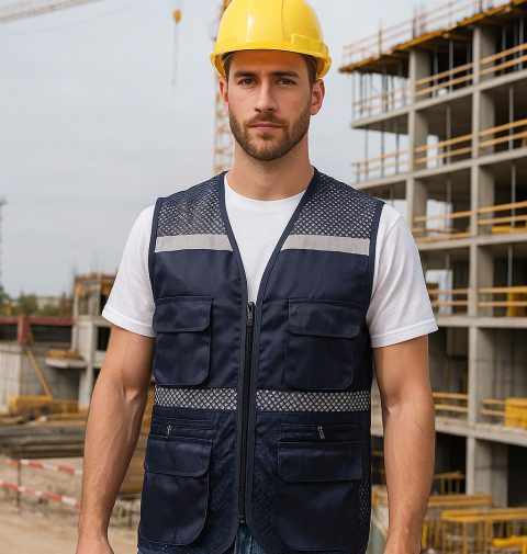 Áo Gile phản quang vải lưới thoáng mát 100% cotton