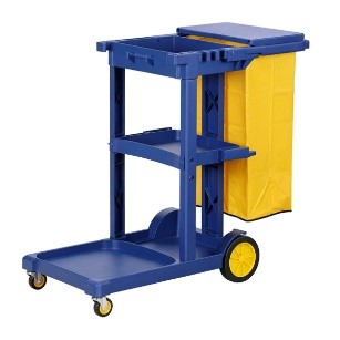 Xe dọn vệ sinh 3 tầng màu xanh có nắp đậy