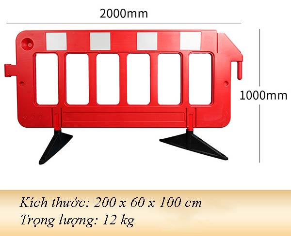 Hàng Rào Chắn Di Động Bằng Nhựa 2m (Đế Cao Su Chống Trượt) - BaohoVietnam - Ảnh 5