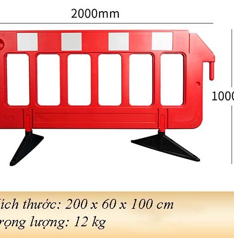 Hàng Rào Chắn Di Động Bằng Nhựa 2m (Đế Cao Su Chống Trượt) - BaohoVietnam