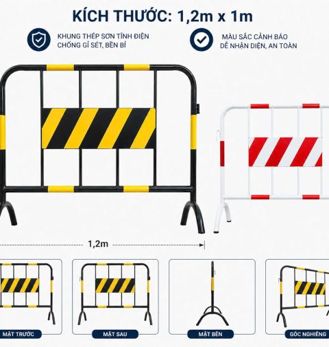 Hàng Rào Thép Di Động 1.2m x 1m Vàng Đen - Nhận Sản Xuất Theo Yêu Cầu
